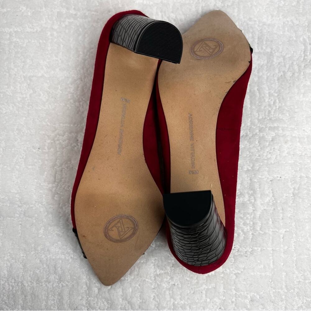 Adrienne Vittadini Nanna burgundy faux suede pumps with snakeskin heel size 9.5m - Picture 6 of 8